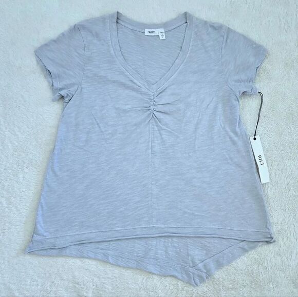 Wilt Tops - Wilt🥀 Dusty Blue💙-Grey🩶 Slub Knit V-Neck Top - NWT